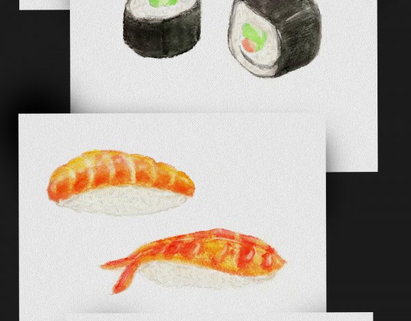 Поэтапное рисование роллов