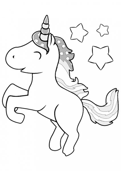 Контур единорога для раскрашивания