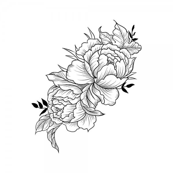 Тату пионы эскизы