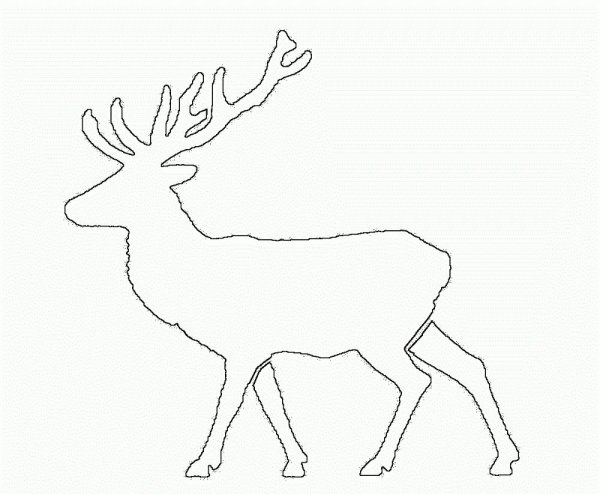 Новогодний олень трафарет для вырезания