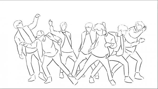 БТС танцуют рисунок