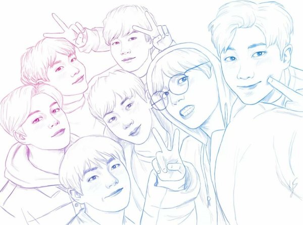 Группа БТС карандашом