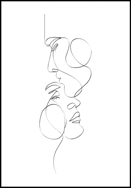 Рисунок одной линией поцелуй в лоб