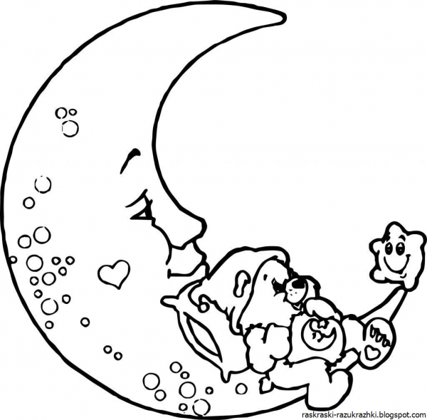 Луна раскраска для детей