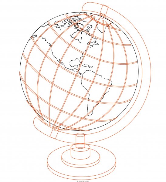 Глобус рисунок карандашом