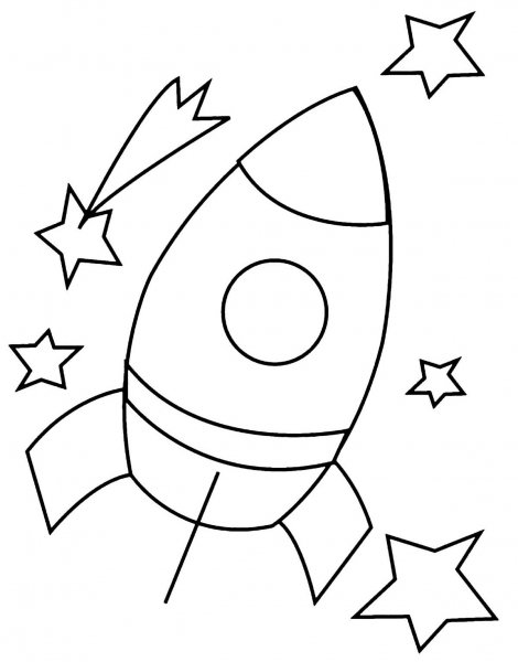 Раскраска ракеты в космосе для детей