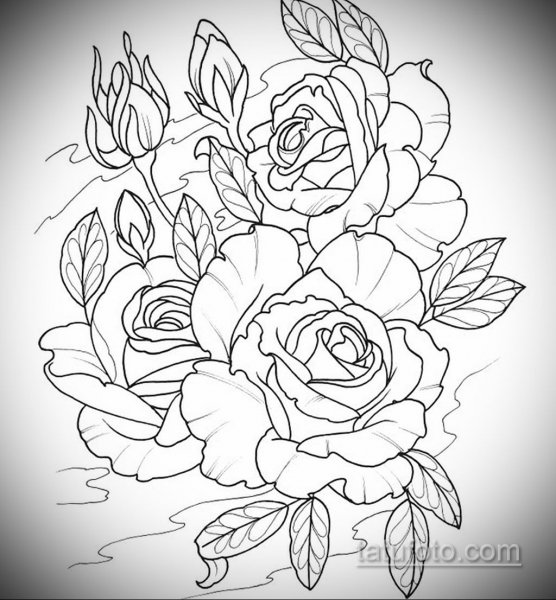 Тату роза контур