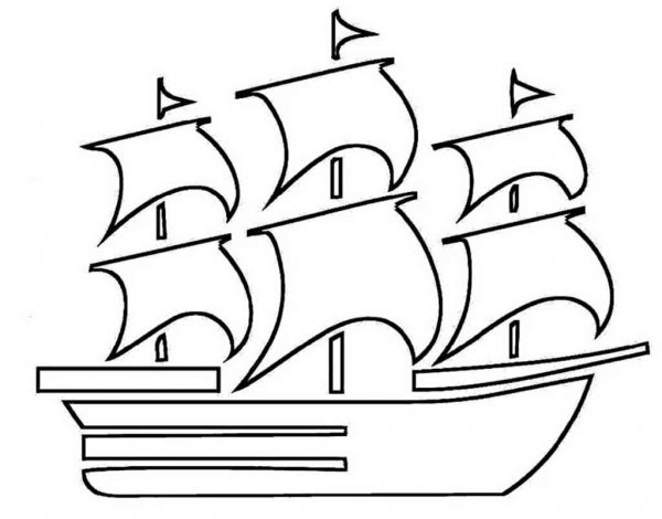 Раскраска корабль с парусами для детей