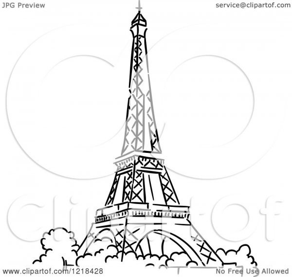 Рисунок по контуру Эйфелева башня