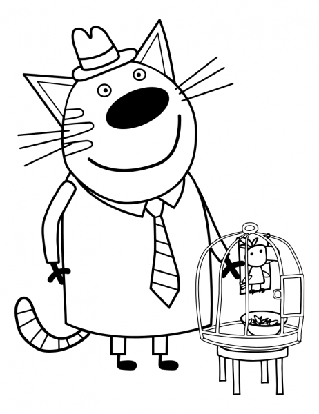 Раскраска 3 кота