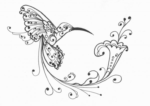 Раскраска Колибри с узорами