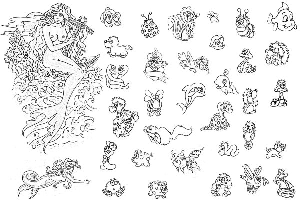 Разукрашки маленькие Татуировки