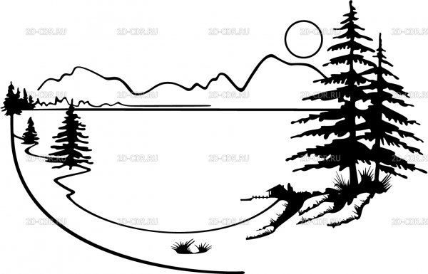 Озеро силуэт