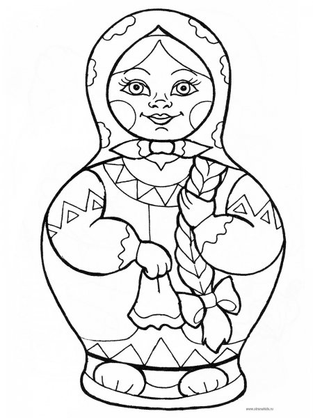 Раскраска матрёшка для детей 3-4 лет