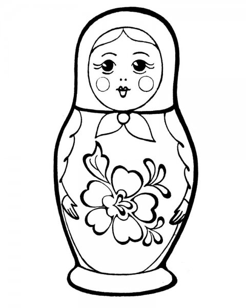 Шаблон матрешки для рисования а4