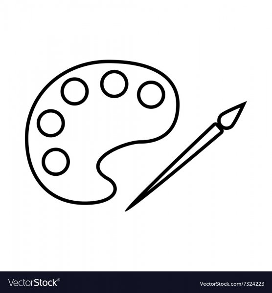 Схематично палитра с кистью