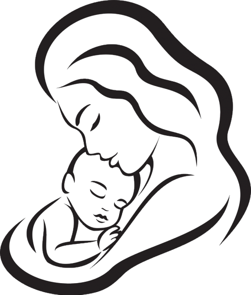Трафарет мама с ребенком