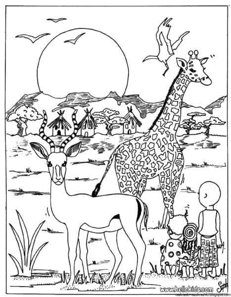 Африка раскраска для детей