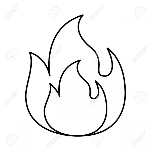 Огонь контурный рисунок