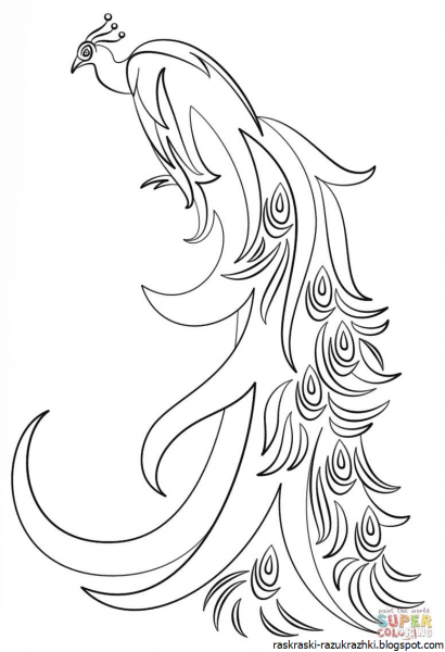 Павлин трафарет