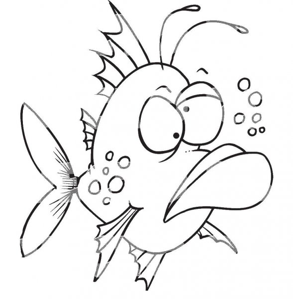 Раскраска смешная рыба