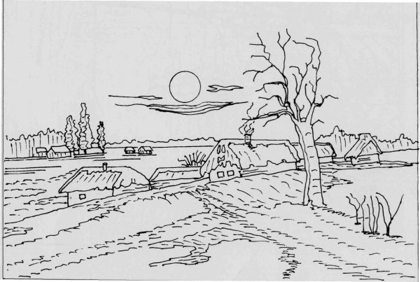 Весенний пейзаж раскраска