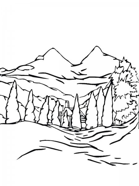 Рисунки для раскрашивания пейзажи