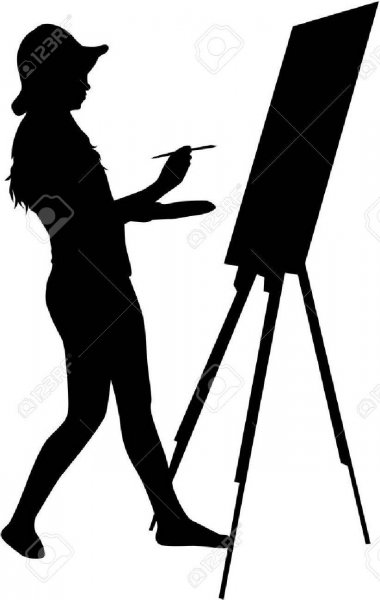 Силуэт человека за мольбертом