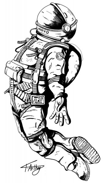 Космонавт черно белый
