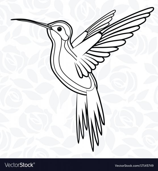 Колибри трафарет на брошку