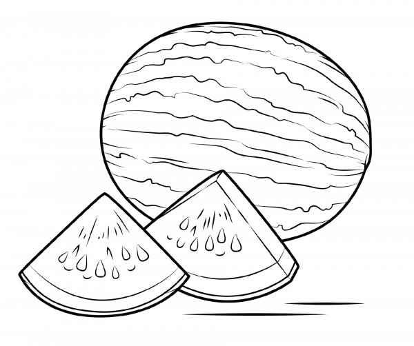Арбуз раскраска для малышей