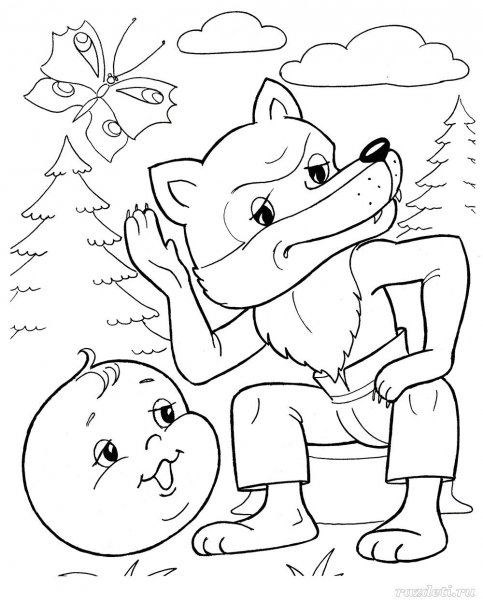 Колобок картинка для детей раскраска