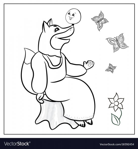 Лиса и Колобок раскраска для малышей