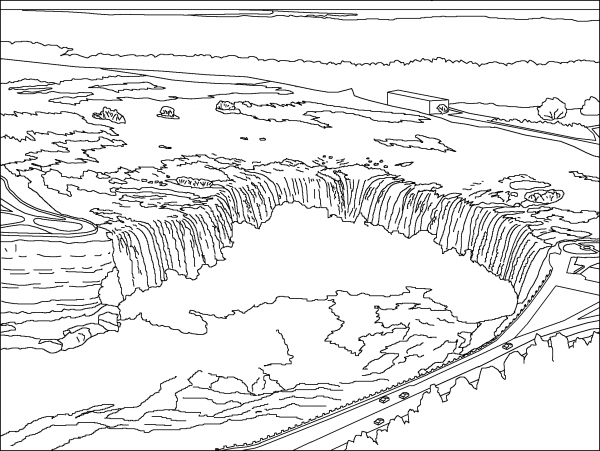 Раскраска водопад для детей