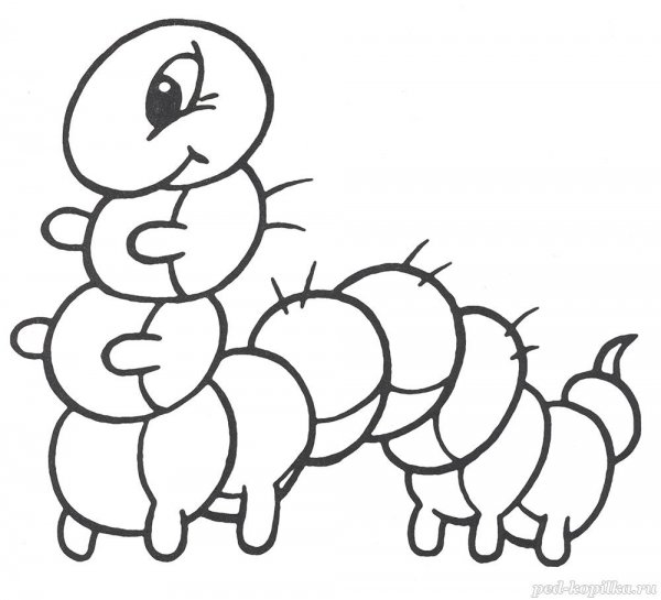 Раскраска гусеница для малышей