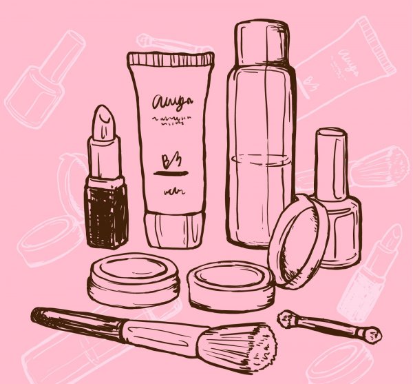 Косметика для ухода нарисованная