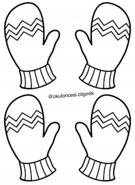 Раскраска шапка и варежки