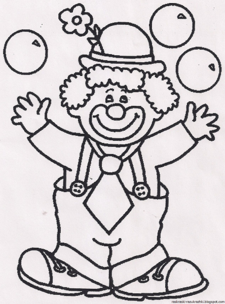 Клоун раскраска для детей