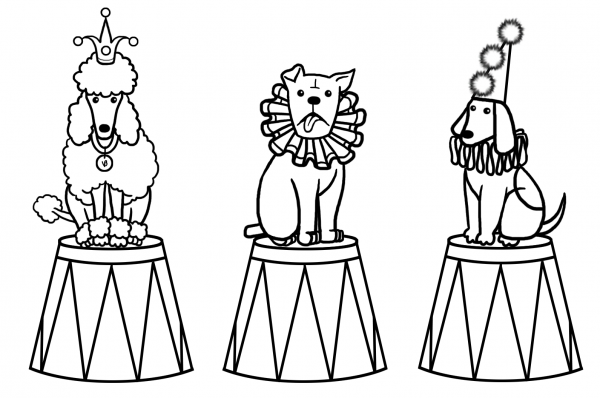 Раскраска цирковые собачки