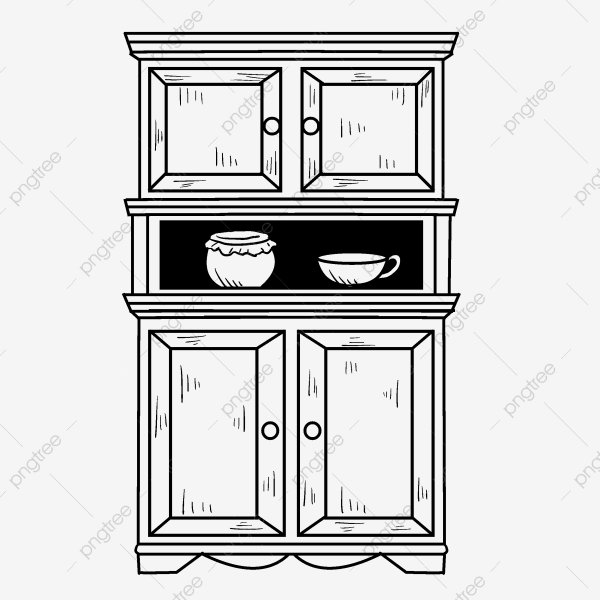 Шкаф для посуды раскраска для детей