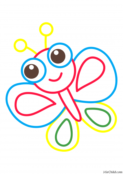 Контур бабочки цветной