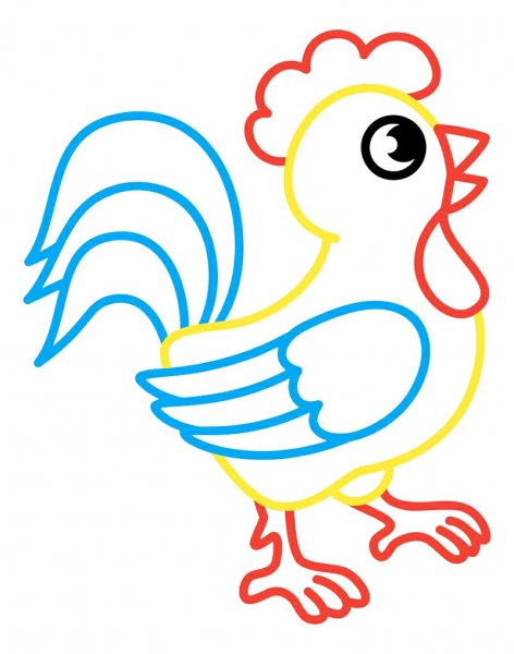 Петух раскраска для детей 2-3 лет
