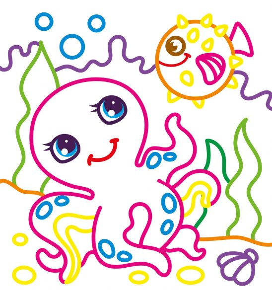 Раскраски для малышей с цветным контуром