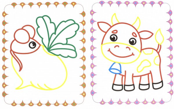 Раскраски с цветным контуром драконы