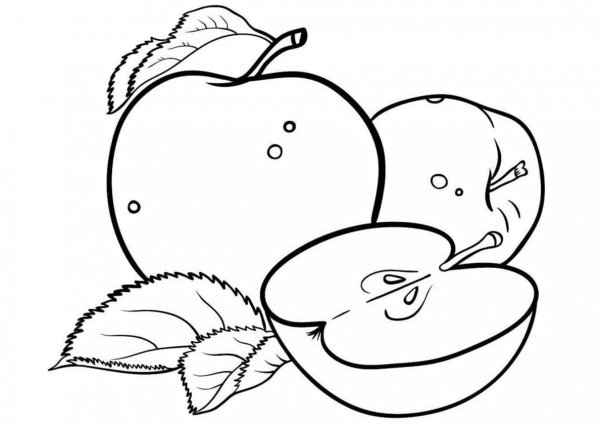 Яблоко раскраска для малышей