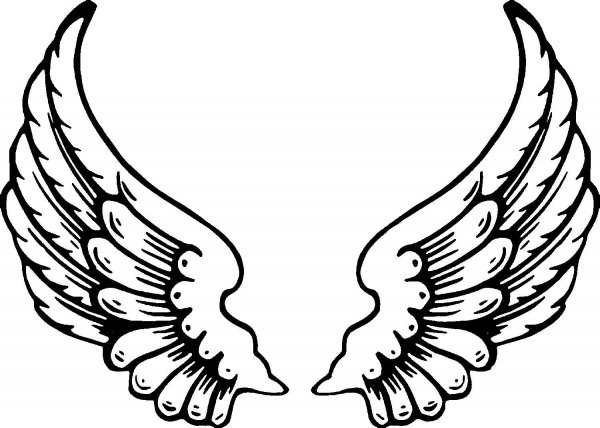 Раскраска ангела с крыльями