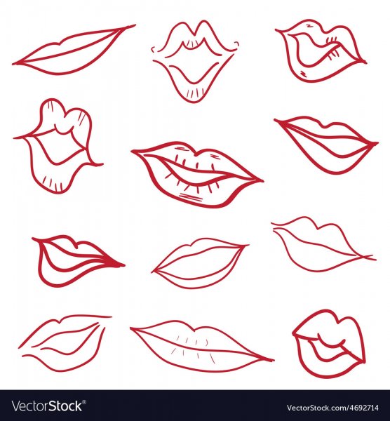 Нарисовать поцелуй губы