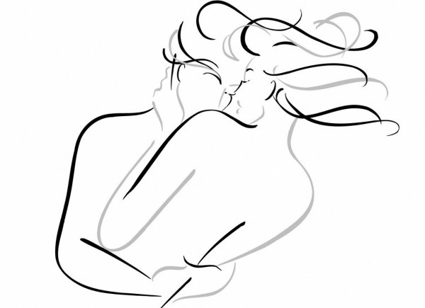 Силуэты влюбленных линии