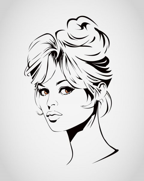Женское лицо Графика