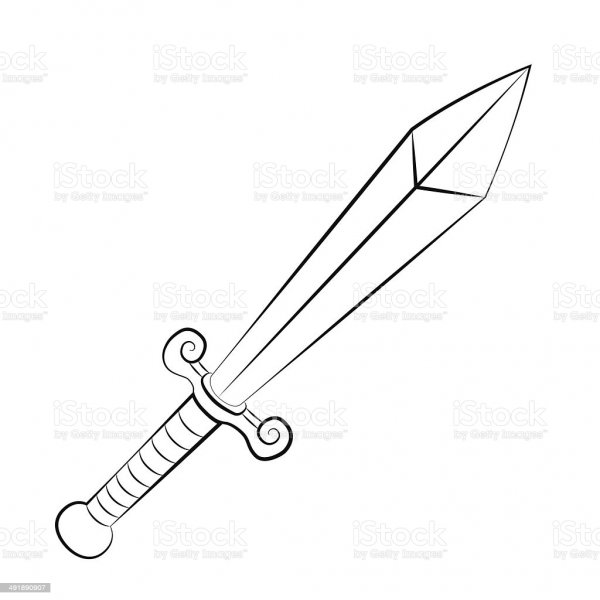 Меч рисунок контур